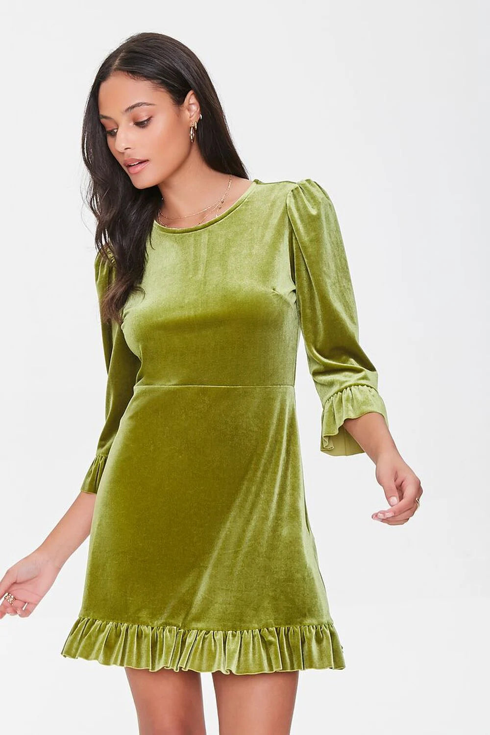 Forever 21 Velvet Flounce Mini Dress