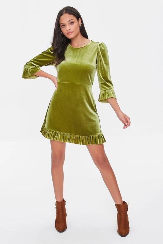 Forever 21 Velvet Flounce Mini Dress