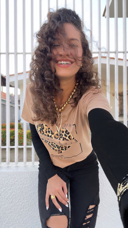 Animal print Heart tee