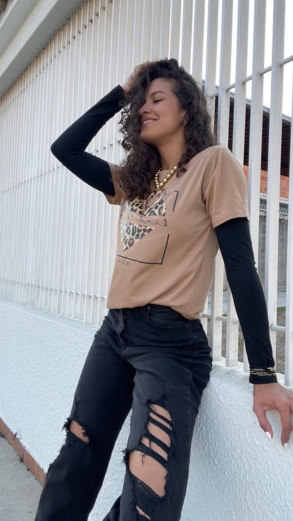 Animal print Heart tee