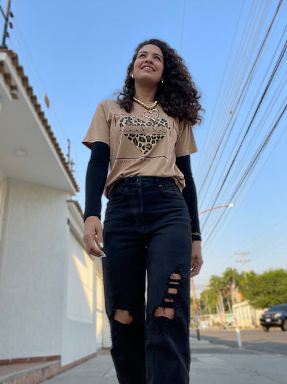 Animal print Heart tee