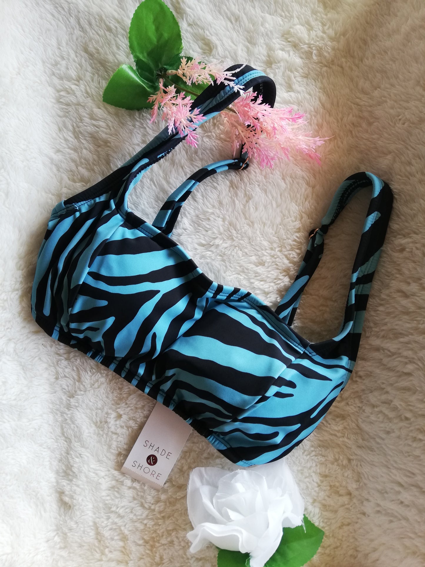Top de bikini cebra azul