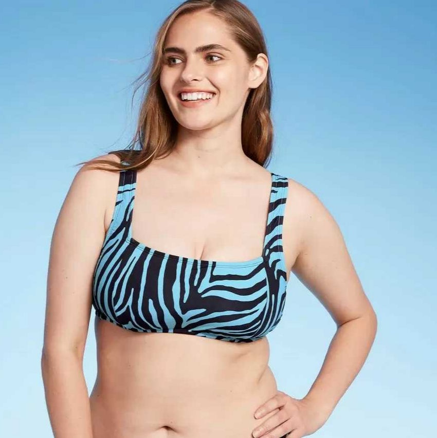 Top de bikini cebra azul