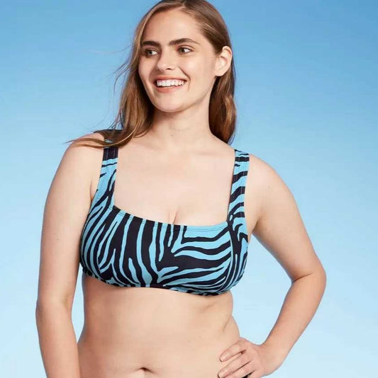 Top de bikini cebra azul