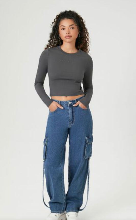 Forever 21 Bordado Crop Top