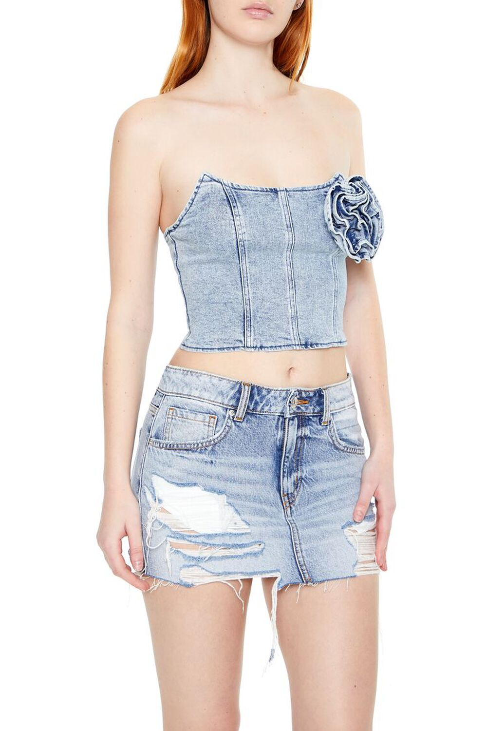 Forever 21 Denim Rosett Corset
